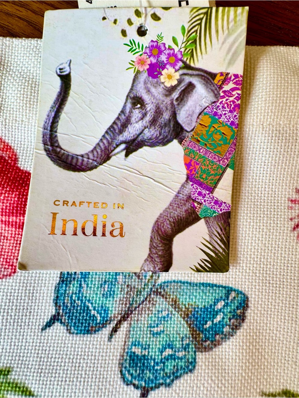 Made in INDIA 🌺 Canvas Tote Bag Floral Beaded Book Bag Shopping Bag NWT - Picture 5 of 11